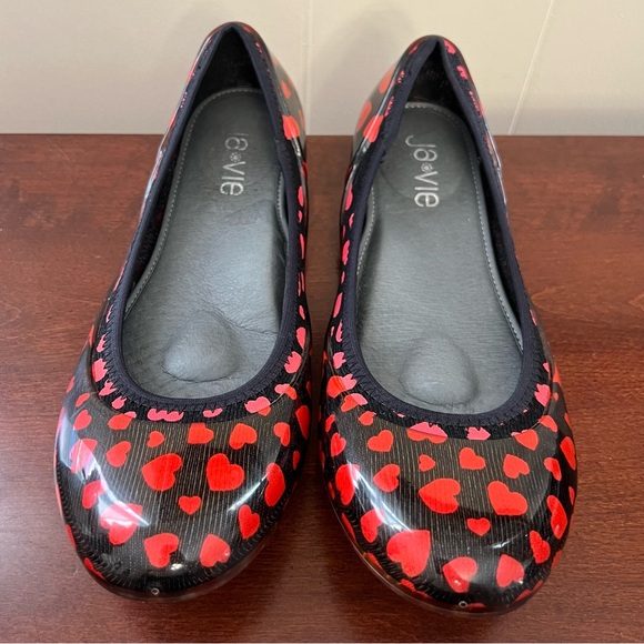 ja-vie hearts jelly flats shoes flexible casual black & red 9.5. NWOT - Picture 5 of 12